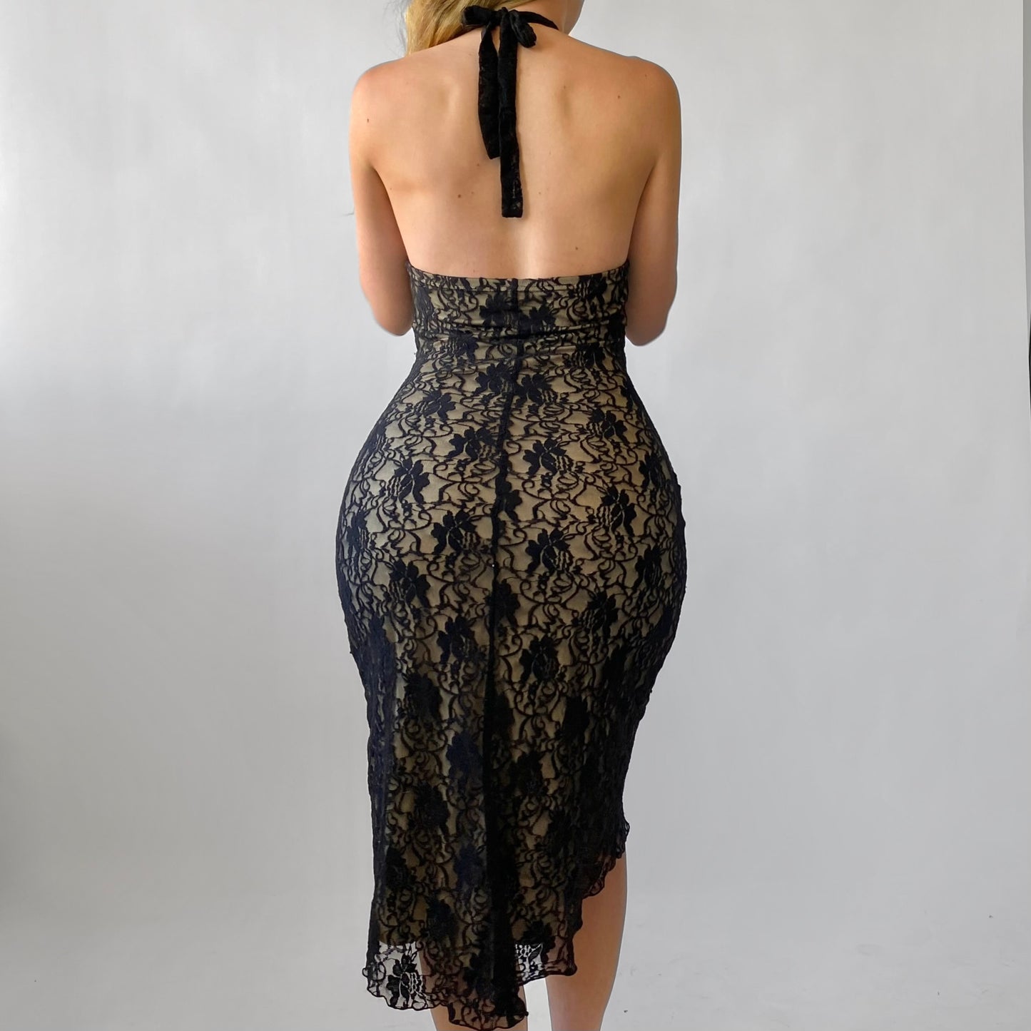 90’s Halter Lace Midi Dress