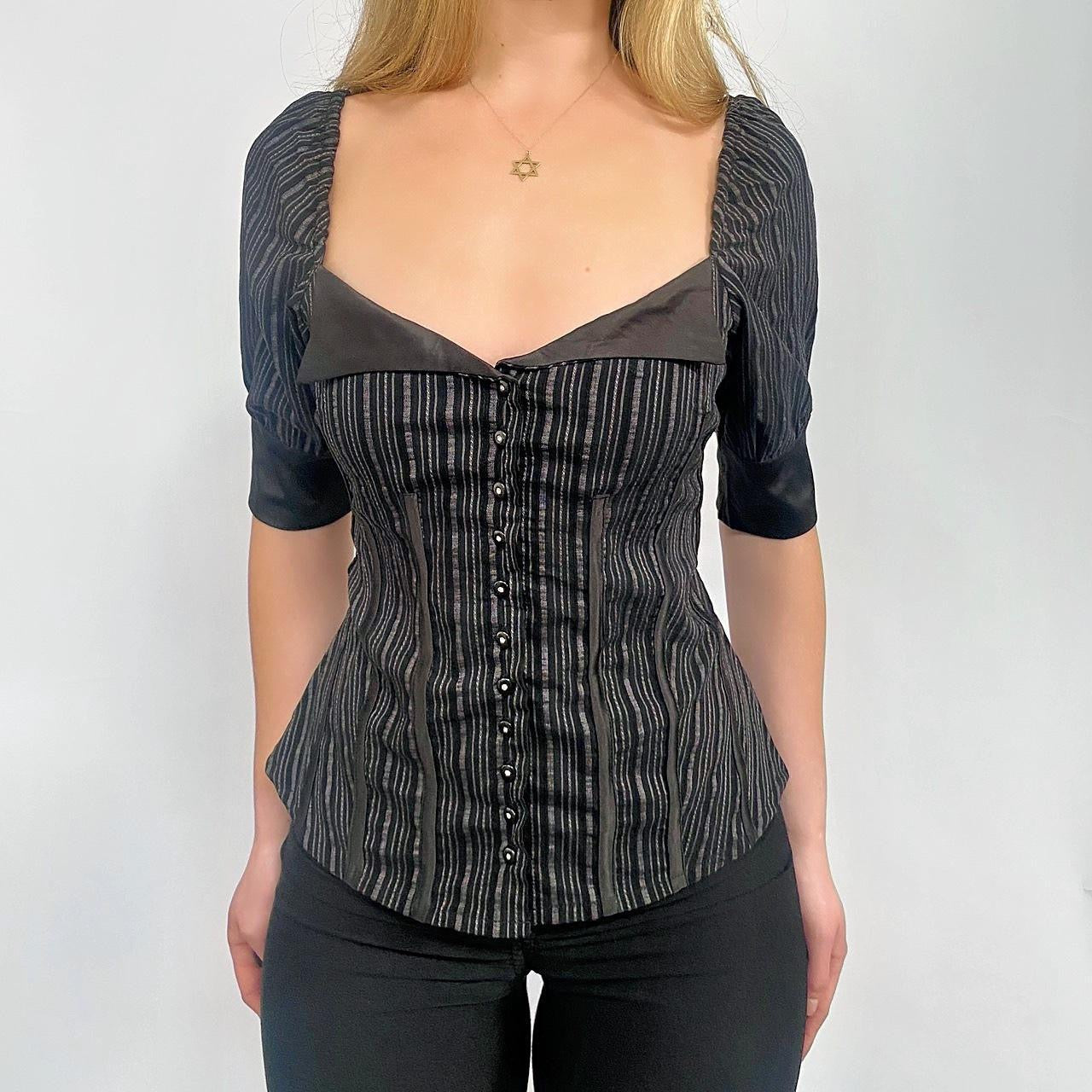 00s Black Stripe Button-up