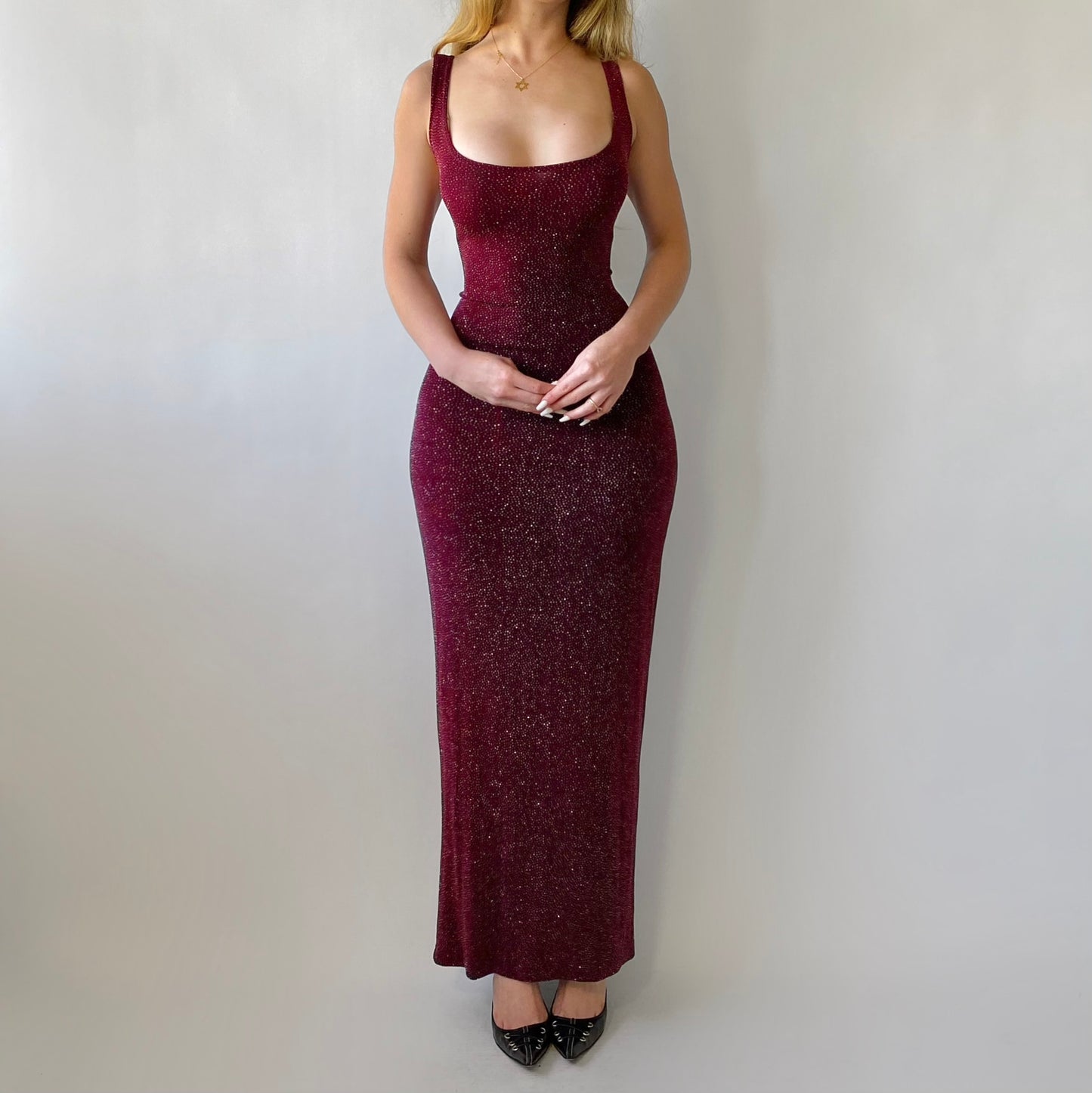 90’s Burgundy Sparkle Gown