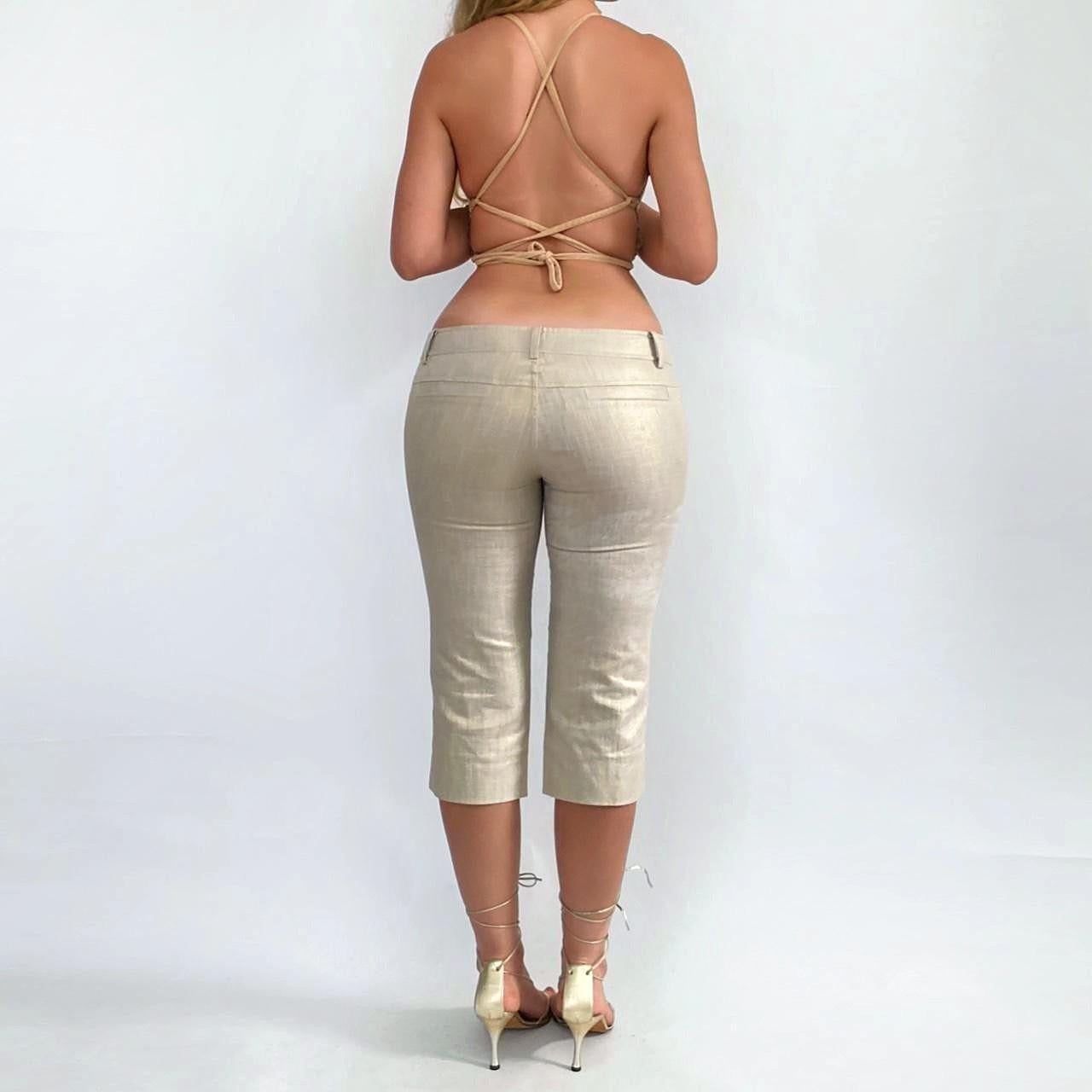 00s Gold Linen Capris