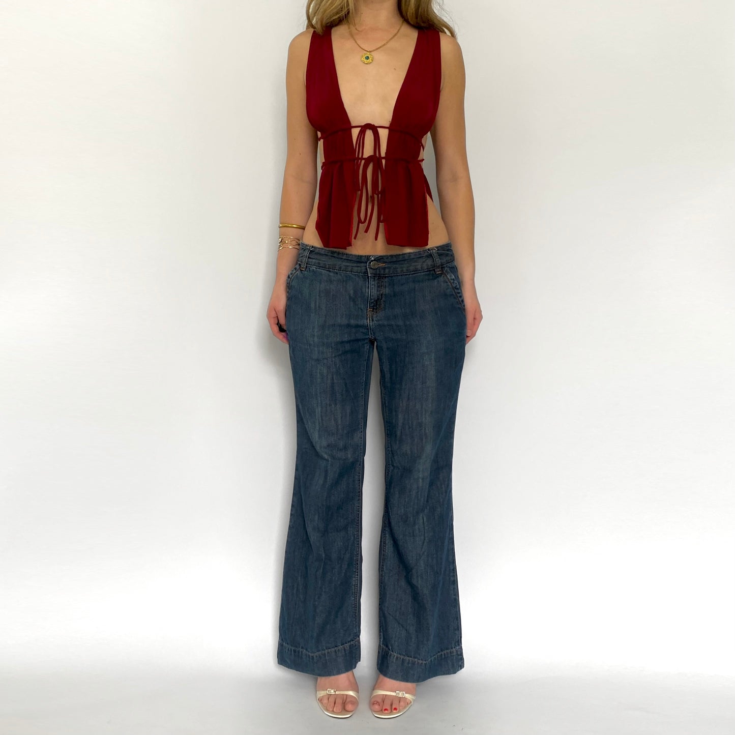 00s Dark Wash Kick Flares