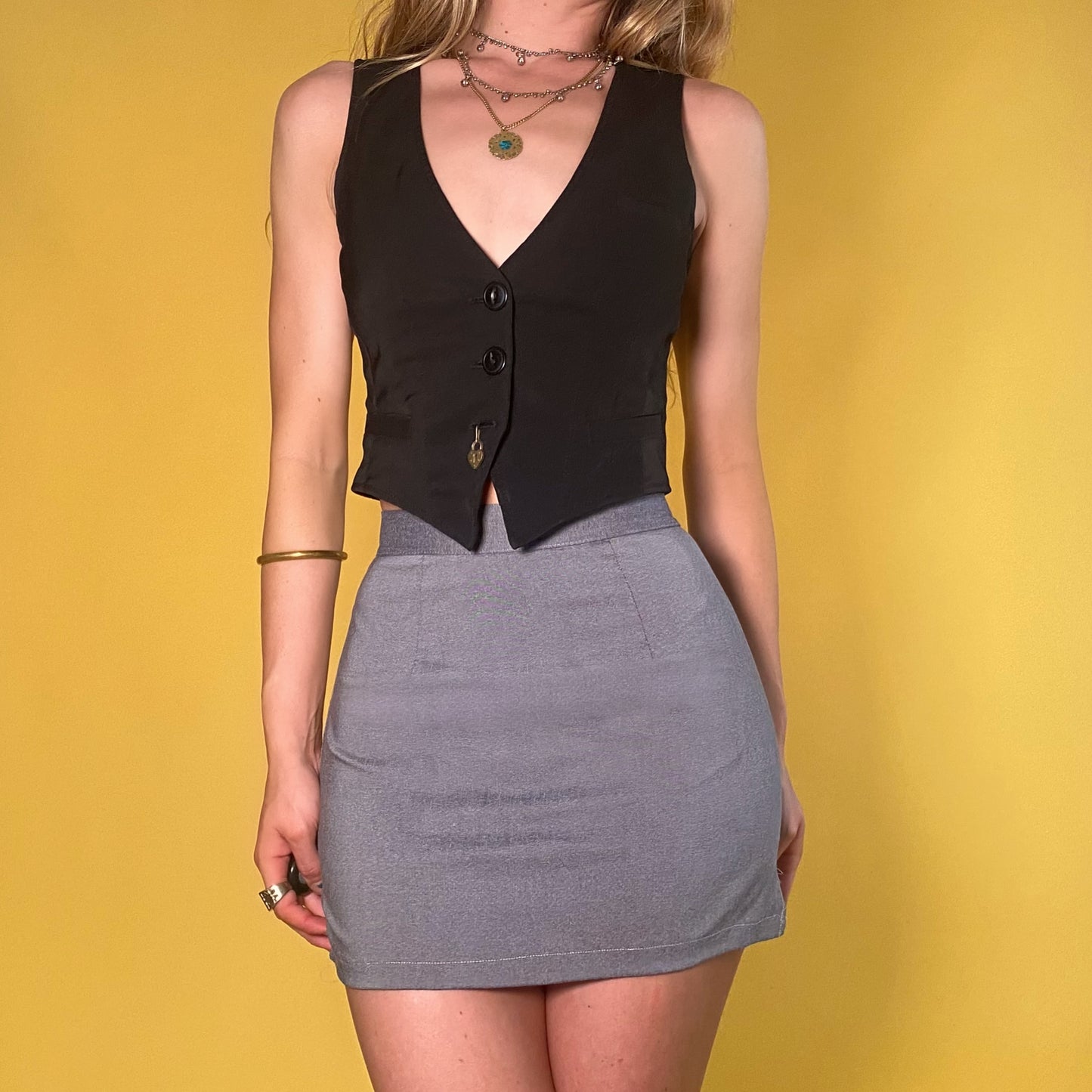 90’s Tapered Grey Mini Skirt - Small