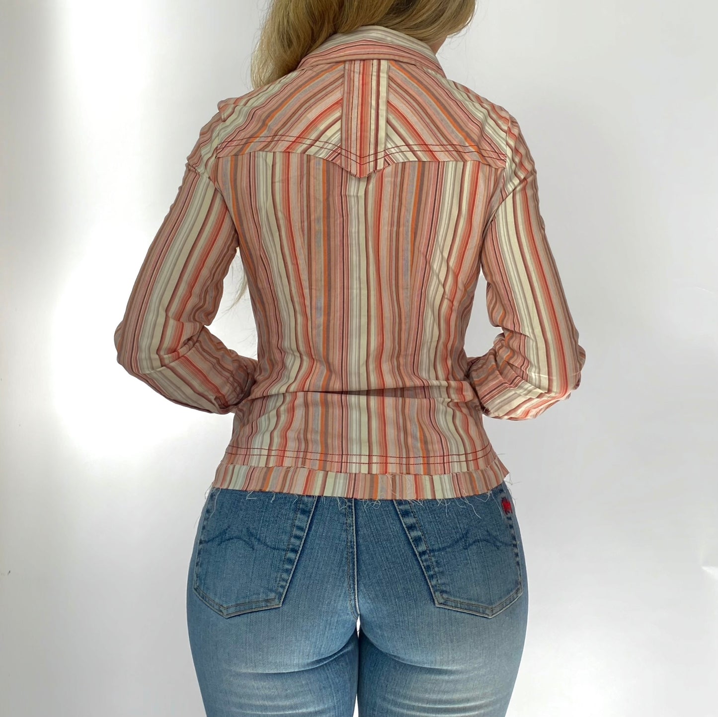 00s Floral Striped Button-up
