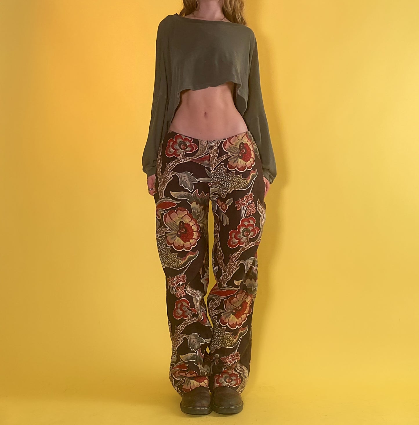 90’s floral linen pants