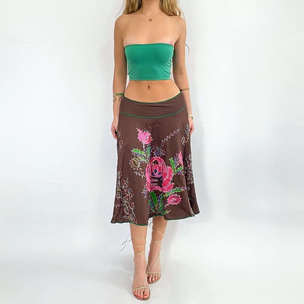 00s Floral Midi Skirt