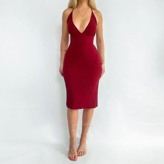 00s Open Back Midi Dress