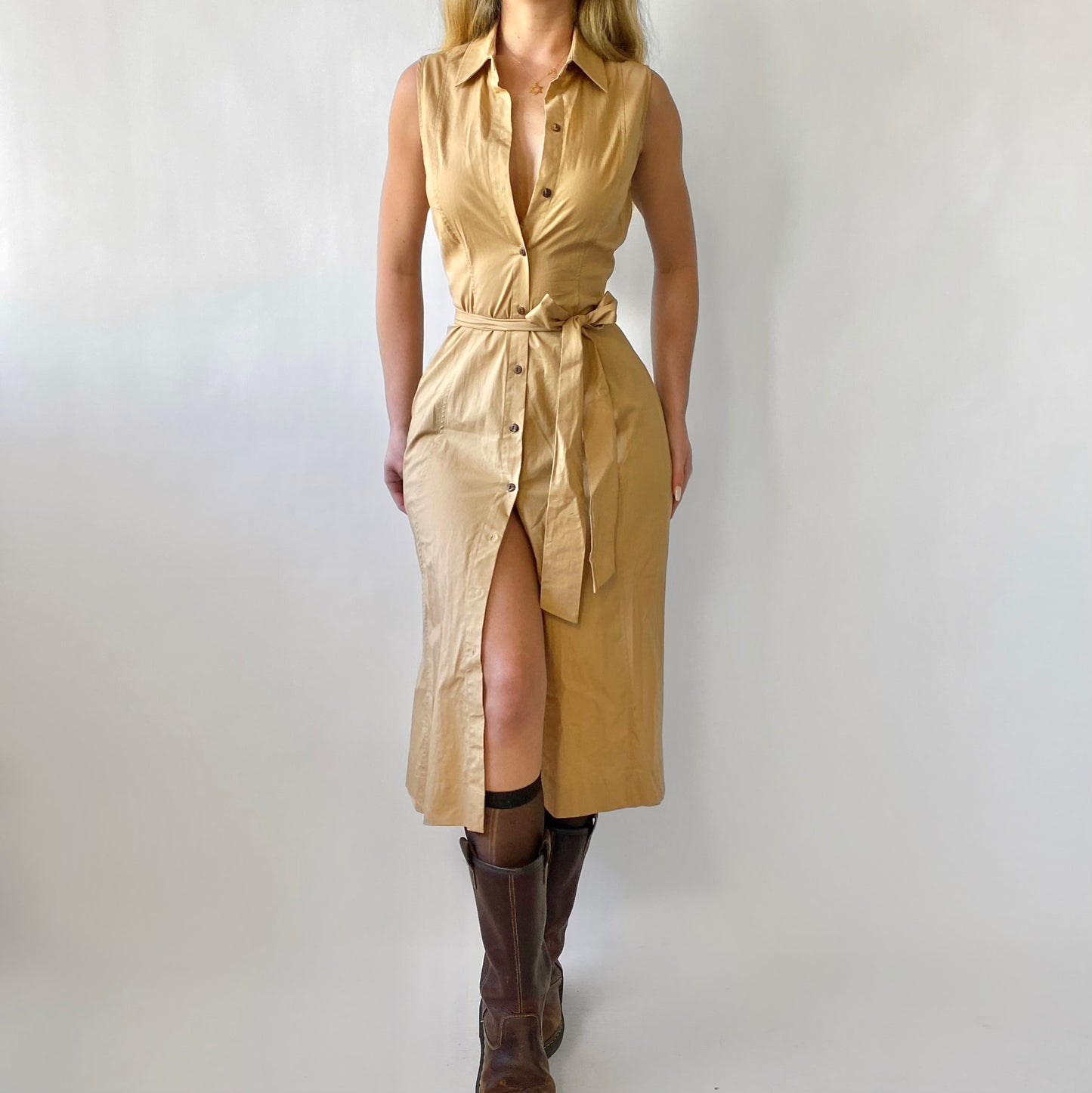 00s Button-up Trench Dress