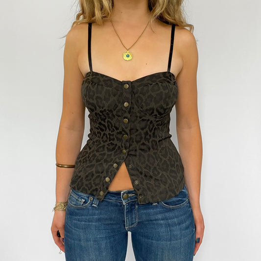 00s Leopard Button-up Bustier