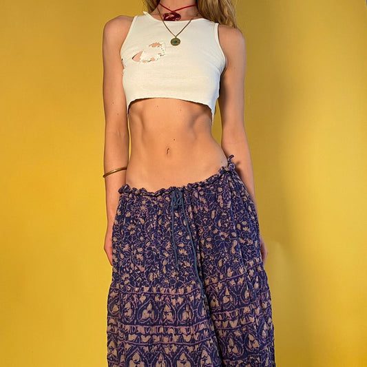 Vintage indigo bohemian maxi skirt