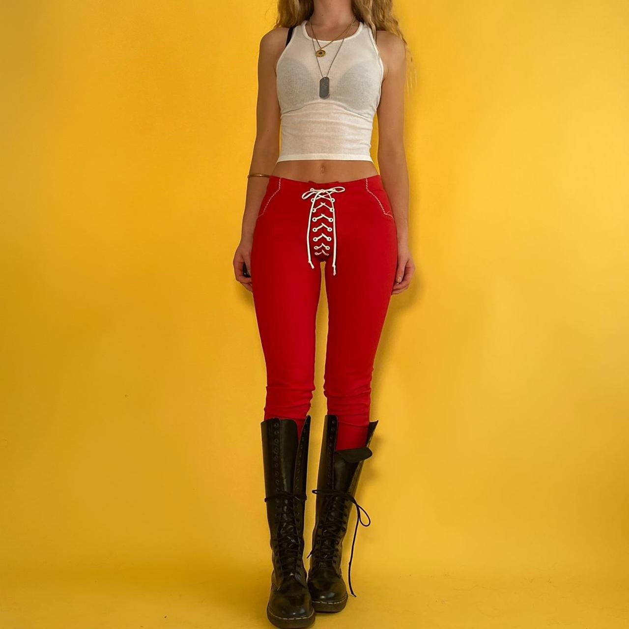 Vintage Lace Up Cherry Punk Pants