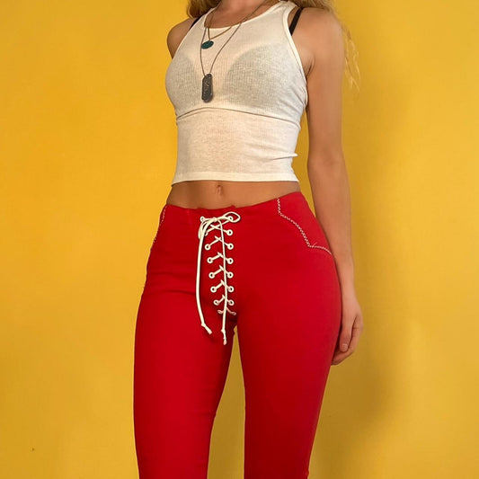 Vintage Lace Up Cherry Punk Pants