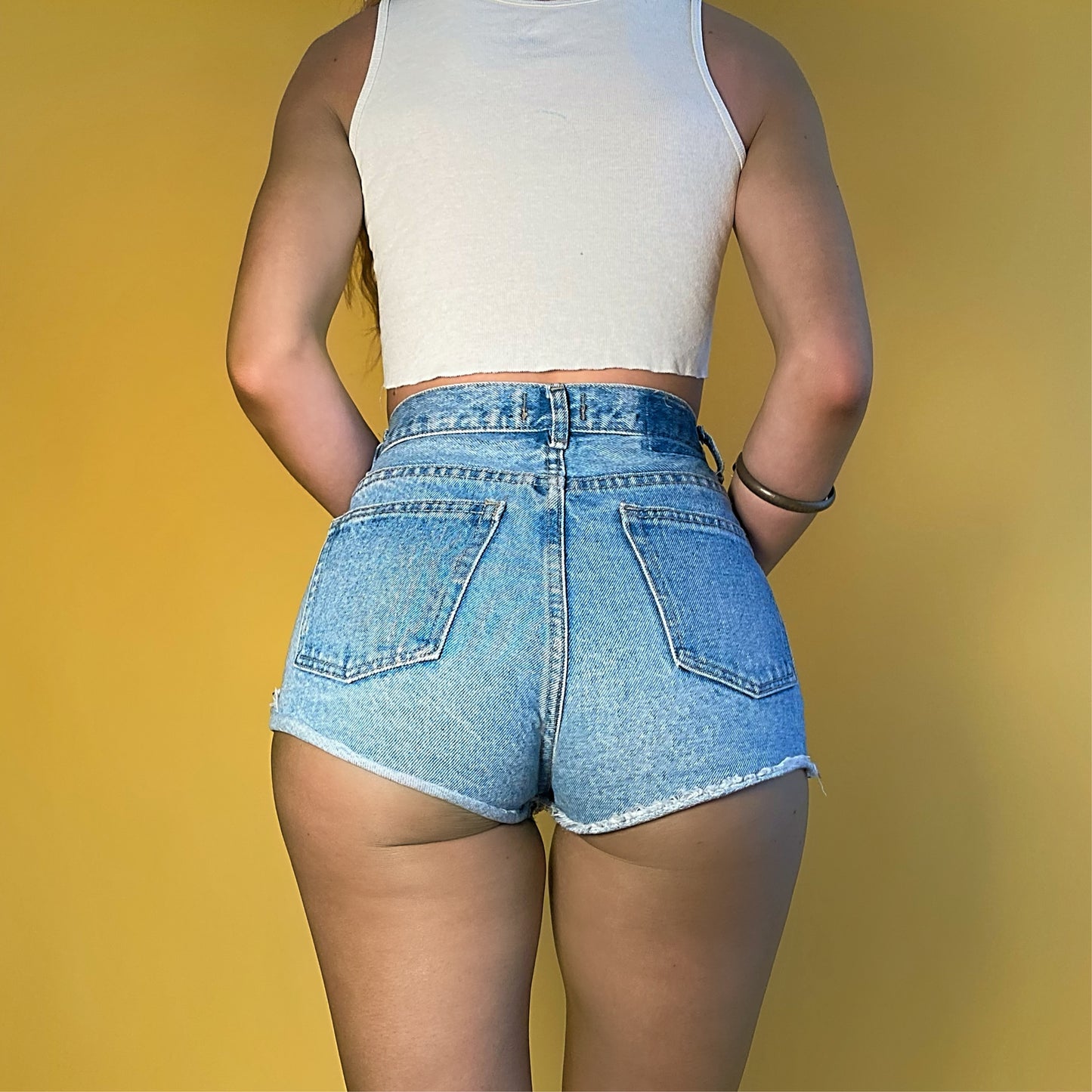 Vintage High Rise Light Wash Shorts