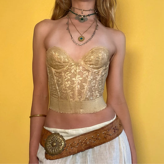 Vintage Gold Lace Bustier Top