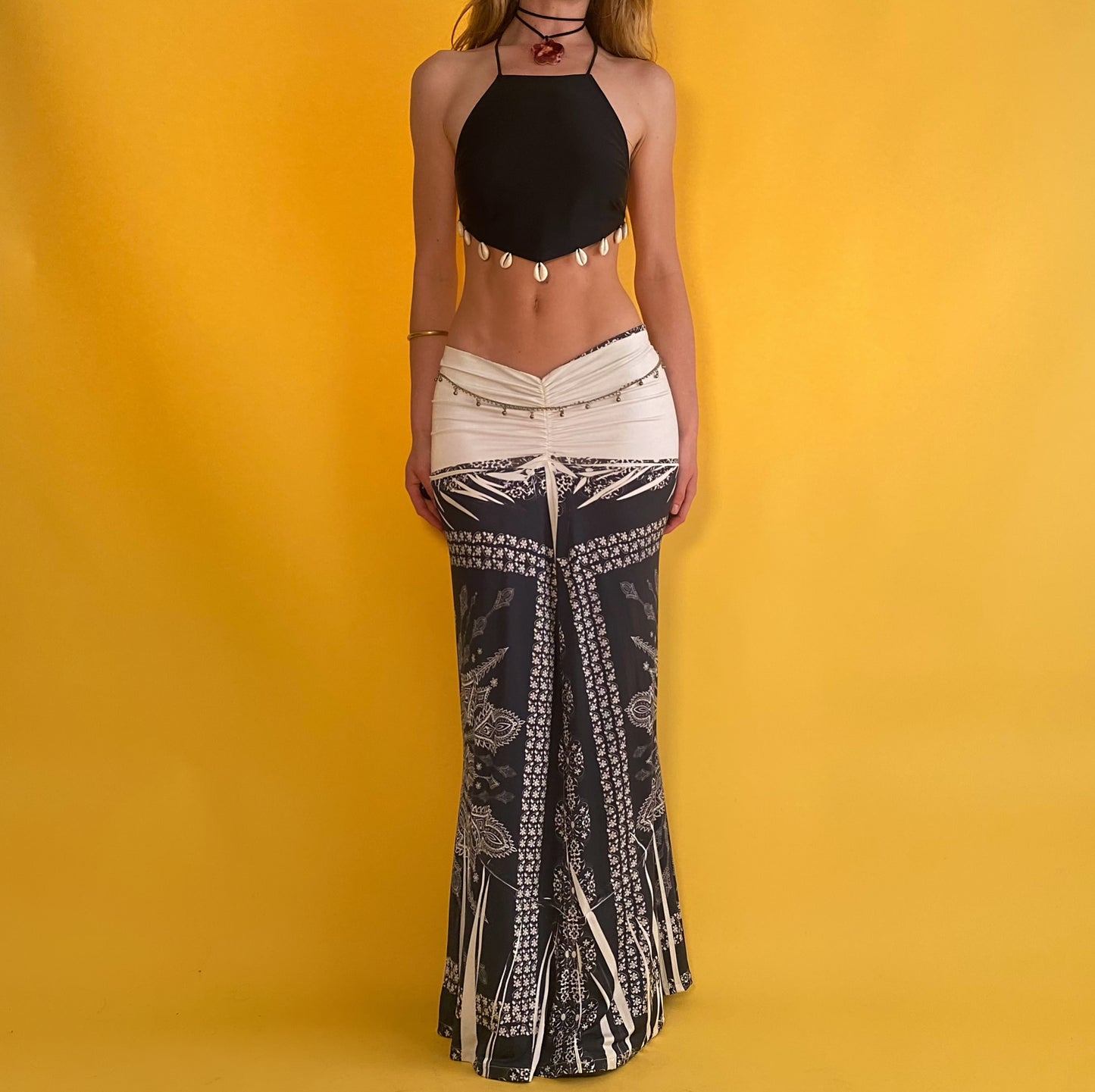 Low Rise Scrunch Maxi Skirt