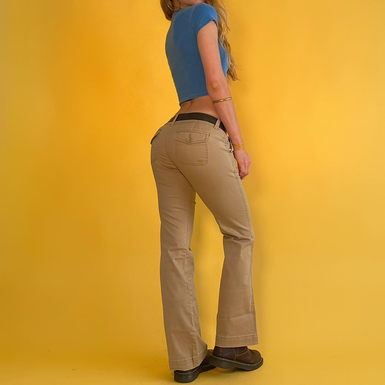 Low Rise Khaki Boot Cut Pants