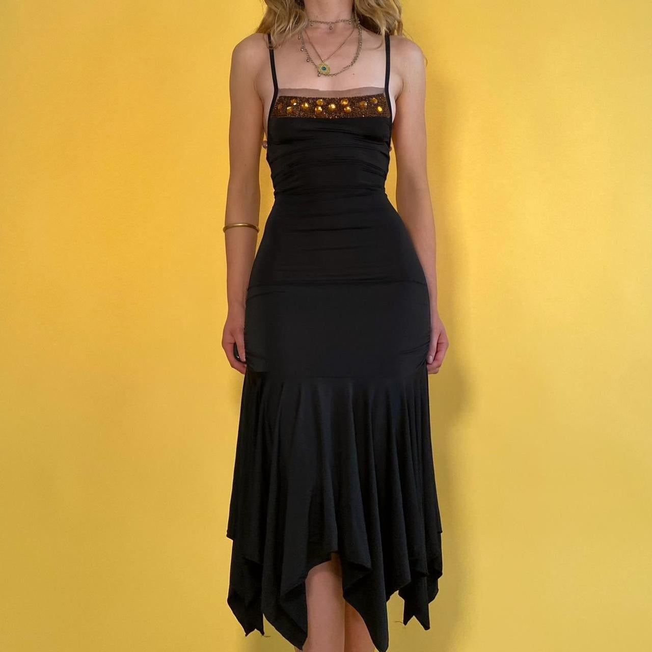 Vintage Drop Waist Beaded Midi Dress