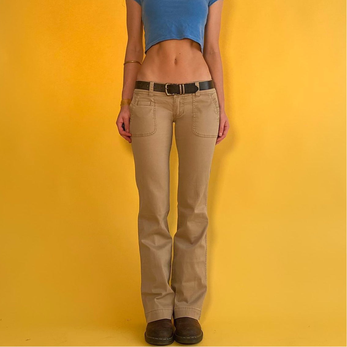 Low Rise Khaki Boot Cut Pants