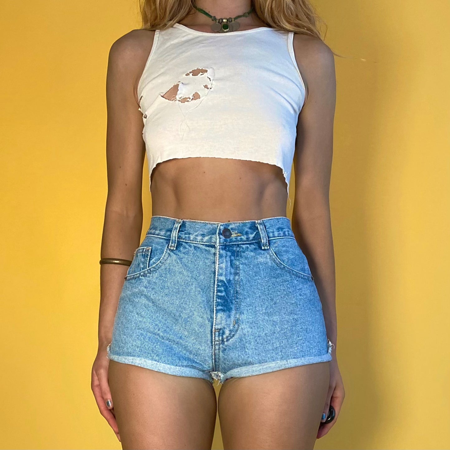 Vintage High Rise Light Wash Shorts